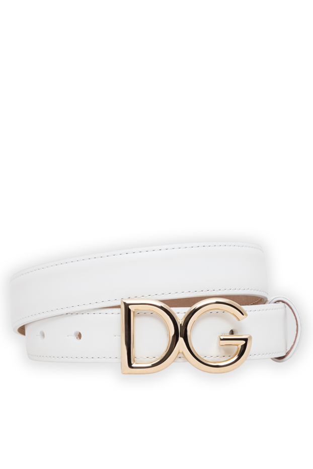 Dolce & Gabbana smooth white calfskin belt with dg logo 194104 - photo 1