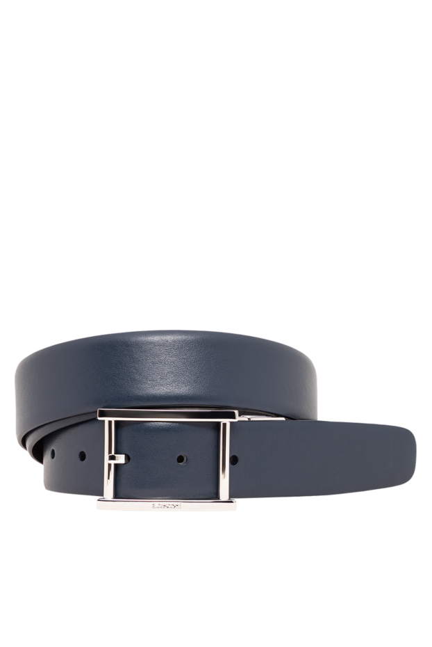 A.Testoni blue men's belt made of smooth calfskin with a rectangular silver buckle 194117 - photo 1