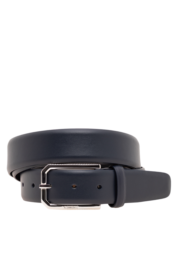 A.Testoni classic men's leather belt in a noble dark blue color 194118 - photo 1