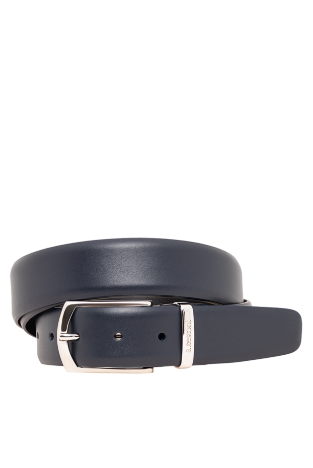A.Testoni dark blue matte leather belt with trapezoid buckle 194121 - photo 1
