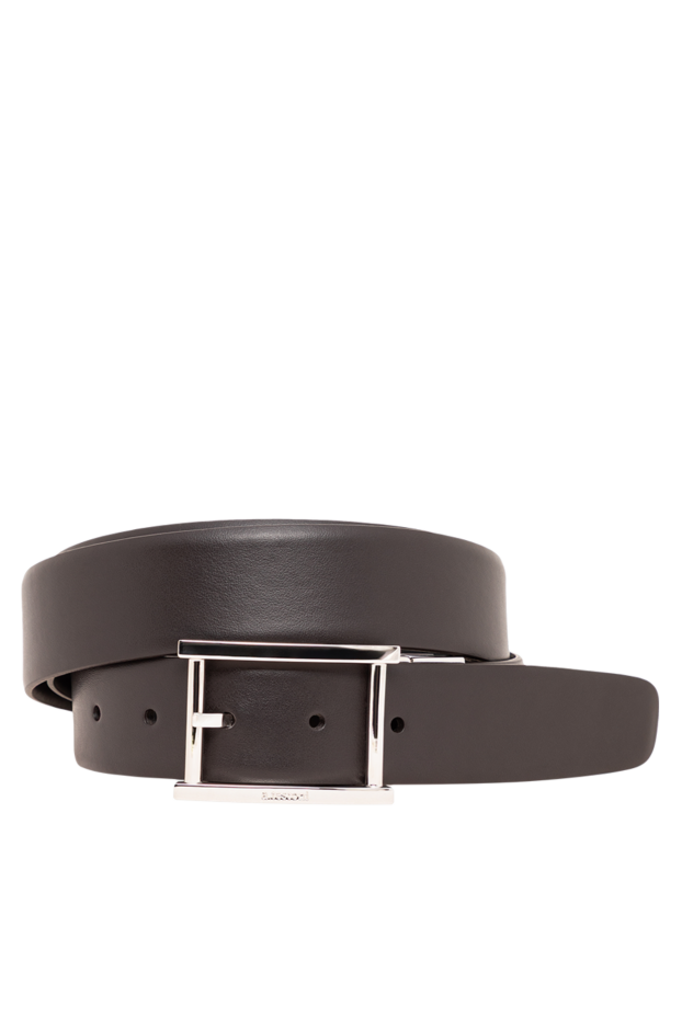 A.Testoni men's brown smooth leather belt with rectangular buckle 194124 - photo 1