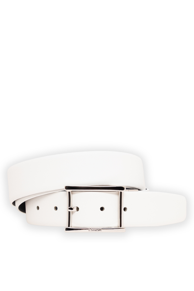 A.Testoni snow-white leather belt with a rectangular metal buckle 194130 - photo 1