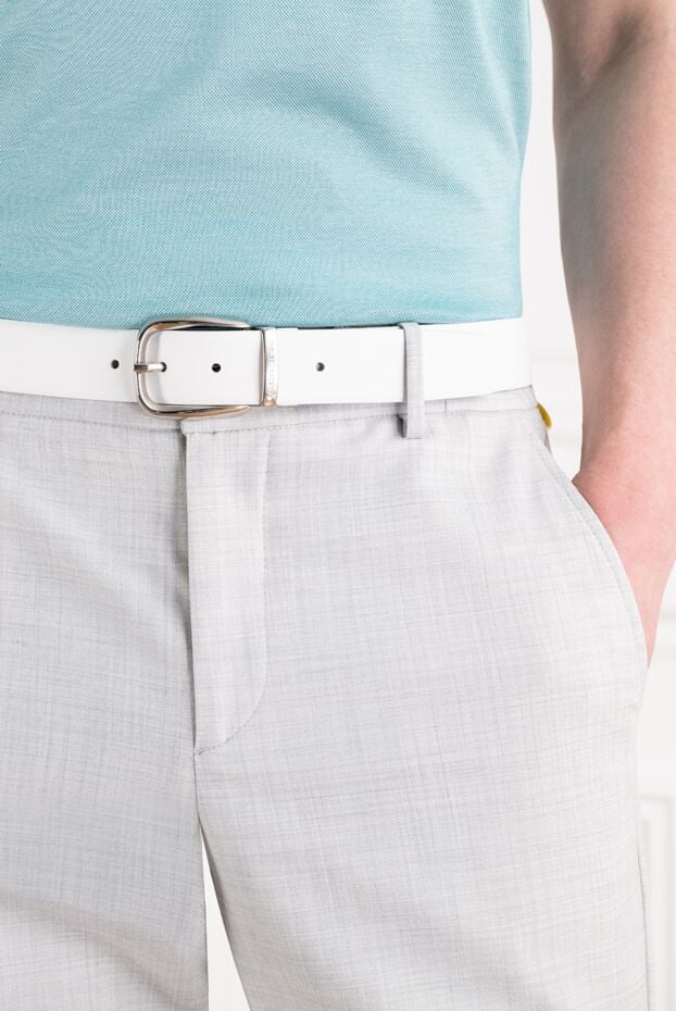 A.Testoni snow-white leather belt with a polished horseshoe buckle 194131 - photo 2