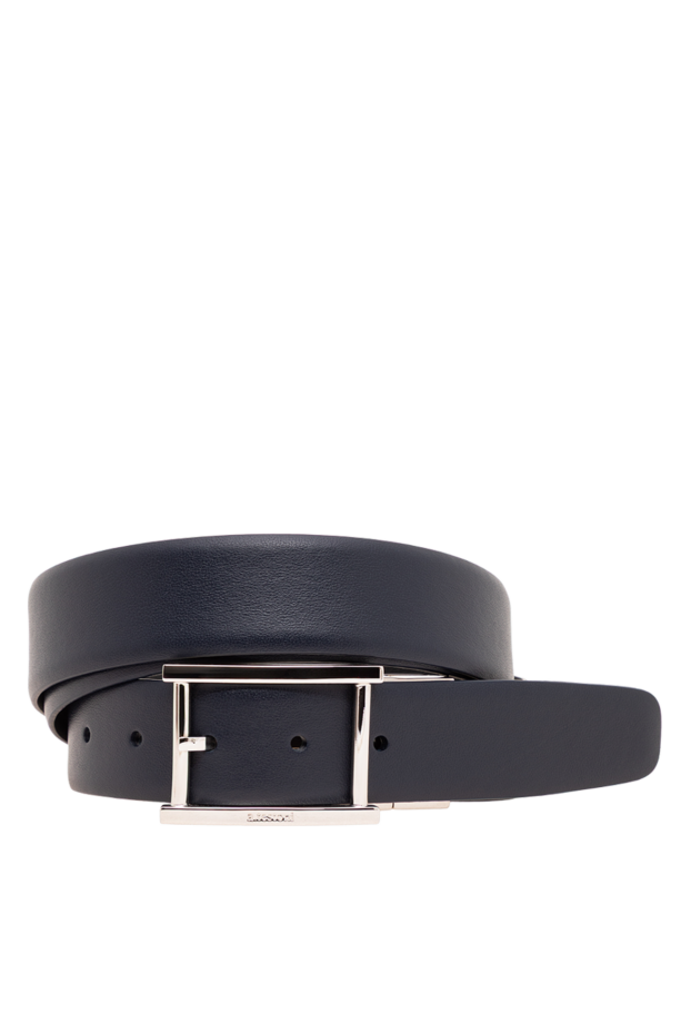A.Testoni dark blue leather belt made of soft calfskin 194132 - photo 1