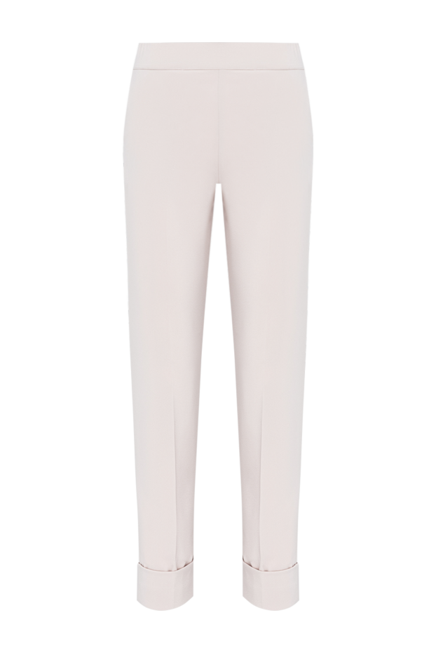D.Exterior women's beige trousers with an elastic waistband and turn-up hem 194169 - photo 1