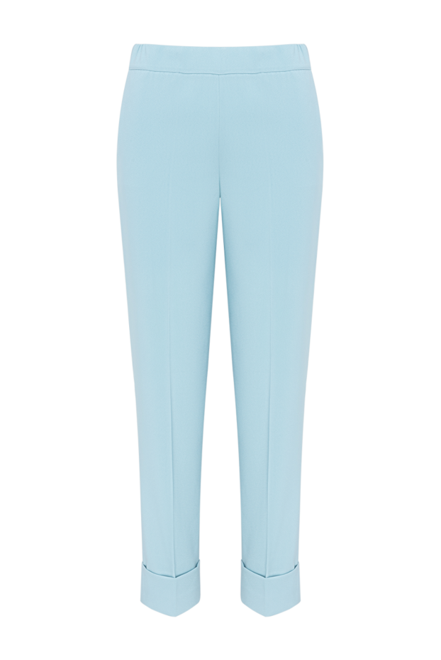 D.Exterior women's light blue trousers with an elastic waistband and turn-up hem 194170 - photo 1