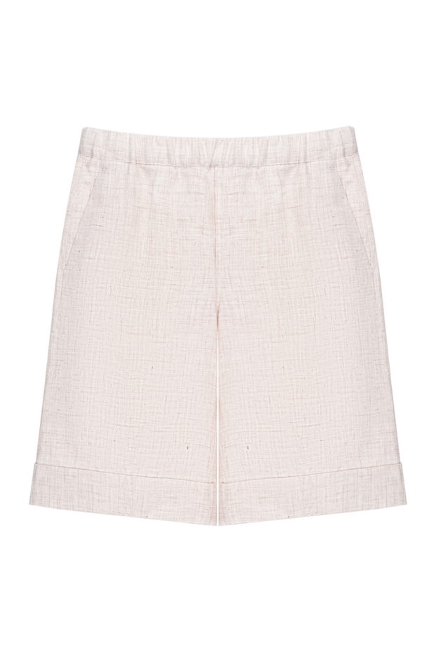 D.Exterior long linen shorts with a straight cut and a high waist, beige 194179 - photo 1