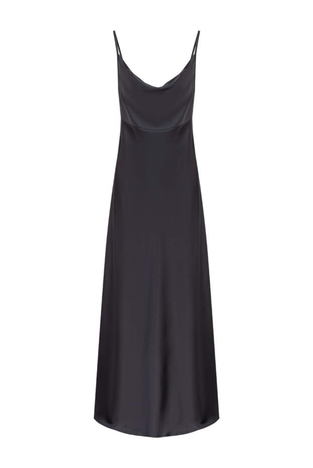 Black satin fitted maxi slip dress - photo 1