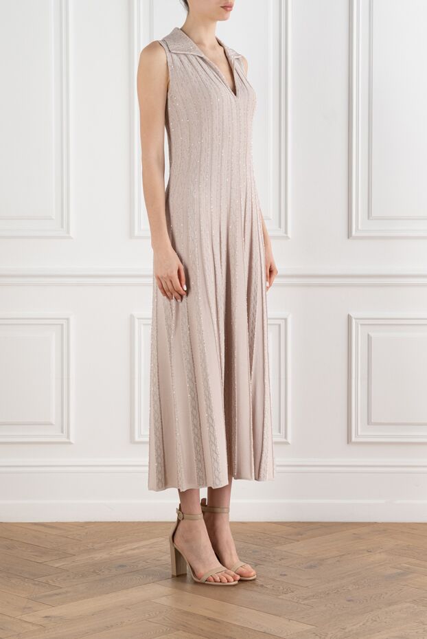 D.Exterior beige knitted sleeveless polo neck midi dress 194190 - photo 3