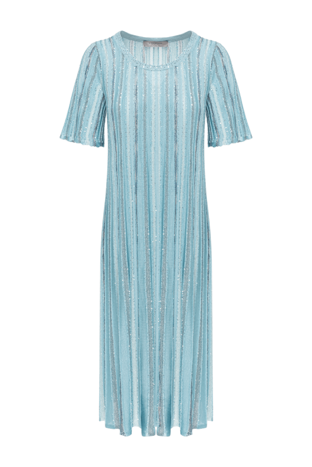 D.Exterior blue shimmery pleated midi dress with short sleeves 194195 - photo 1