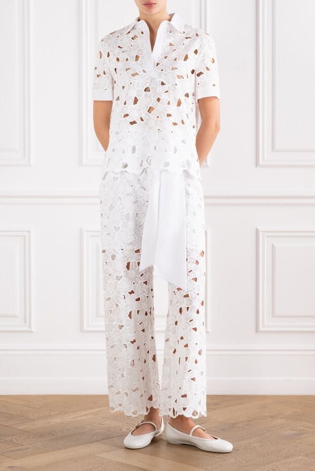 D.Exterior white pantsuit with an all-over geometric perforation pattern 194200 - photo 2