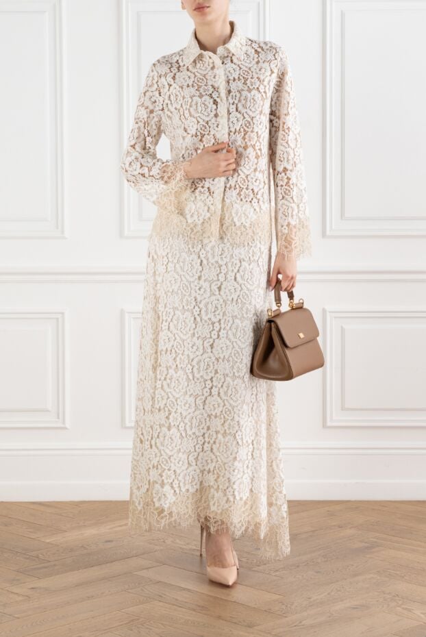 A suit with a maxi skirt made of intricate white lace - photo 2