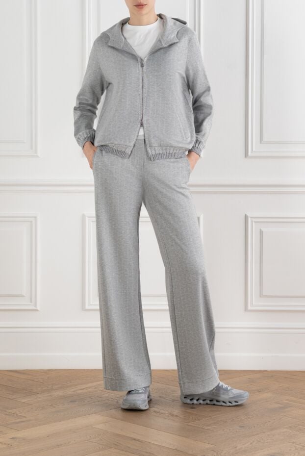 D.Exterior women's gray knitted zip-up hoodie suit with trousers 194207 - photo 2