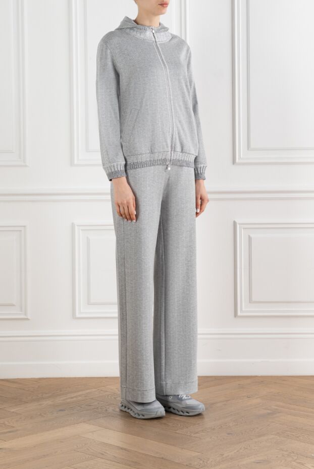D.Exterior women's gray knitted zip-up hoodie suit with trousers 194207 - photo 3