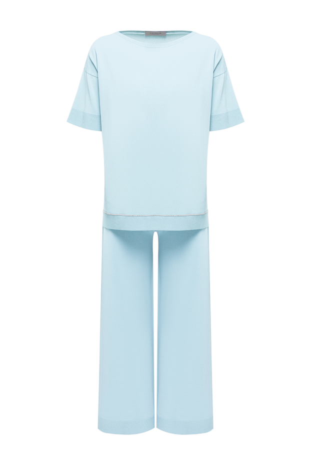 Women's loose-fitting knitted suit in sky blue - photo 1