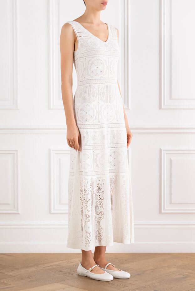 D.Exterior snow-white lace sleeveless midi dress with a deep neckline 194216 - photo 3