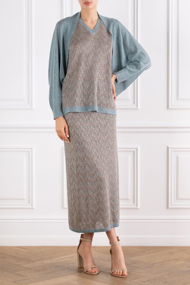D.Exterior light blue melange cardigan made of jersey with added lurex 194223 - photo 2