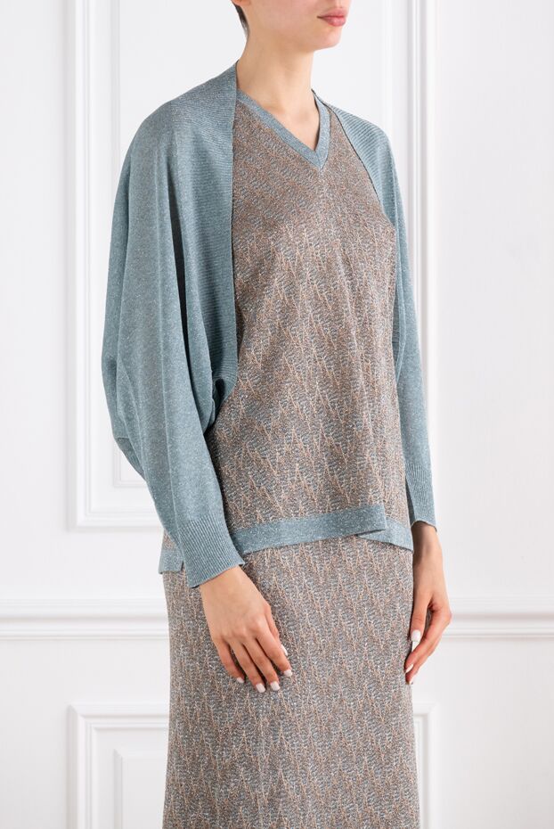 D.Exterior light blue melange cardigan made of jersey with added lurex 194223 - photo 3