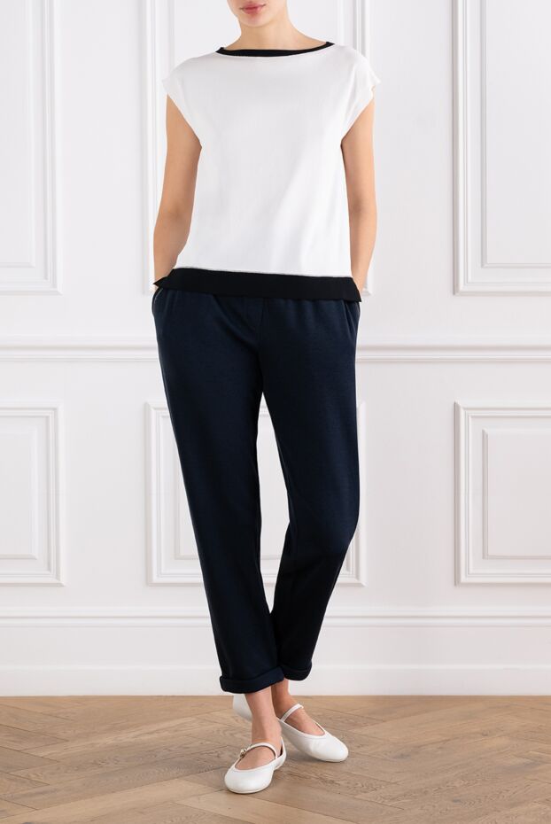 D.Exterior women's white short sleeve jumper with contrast trim 194229 - photo 2