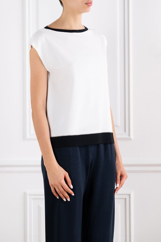 D.Exterior women's white short sleeve jumper with contrast trim 194229 - photo 3