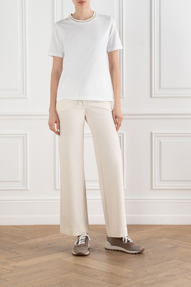 D.Exterior women's white t-shirt decorated with a chain with delicate glitter 194234 - photo 2