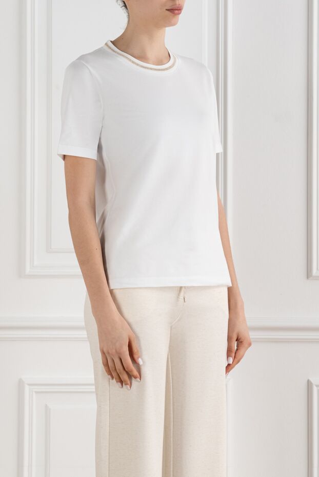 D.Exterior women's white t-shirt decorated with a chain with delicate glitter 194234 - photo 3