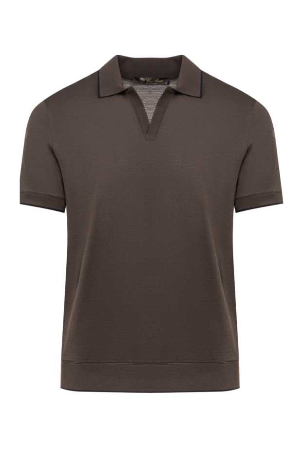 Loro Piana brown knit polo with contrasting piping on the collar 194246 - photo 1