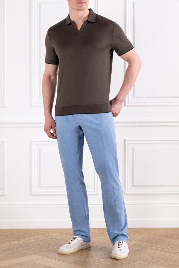 Loro Piana brown knit polo with contrasting piping on the collar 194246 - photo 2