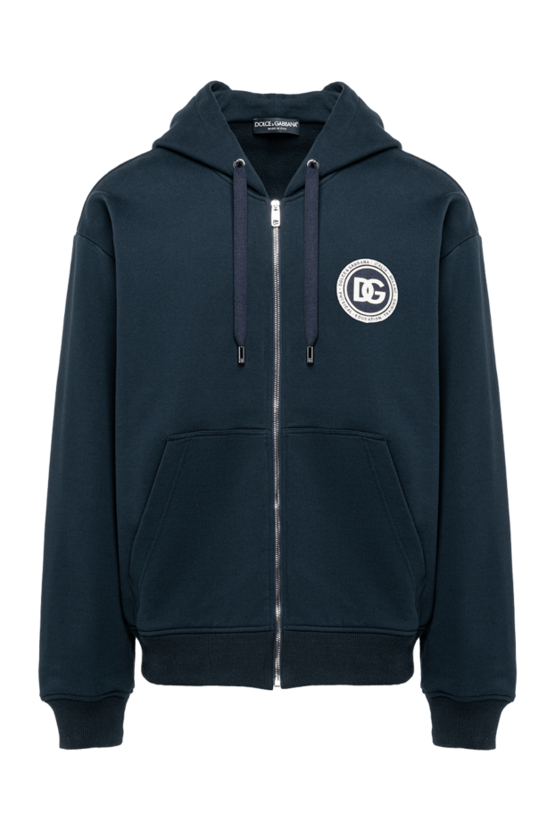 Dolce & Gabbana dark blue zip-up sweatshirt with a round patch 194269 - photo 1