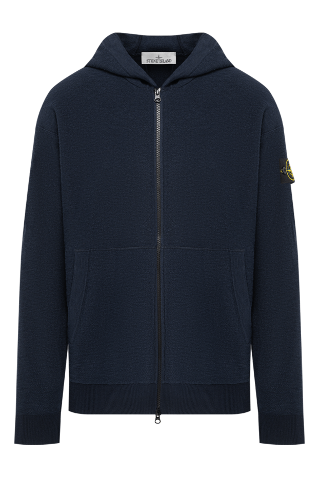 Loose-fitting blue zip-up hooded sweatshirt with dropped shoulders - photo 1
