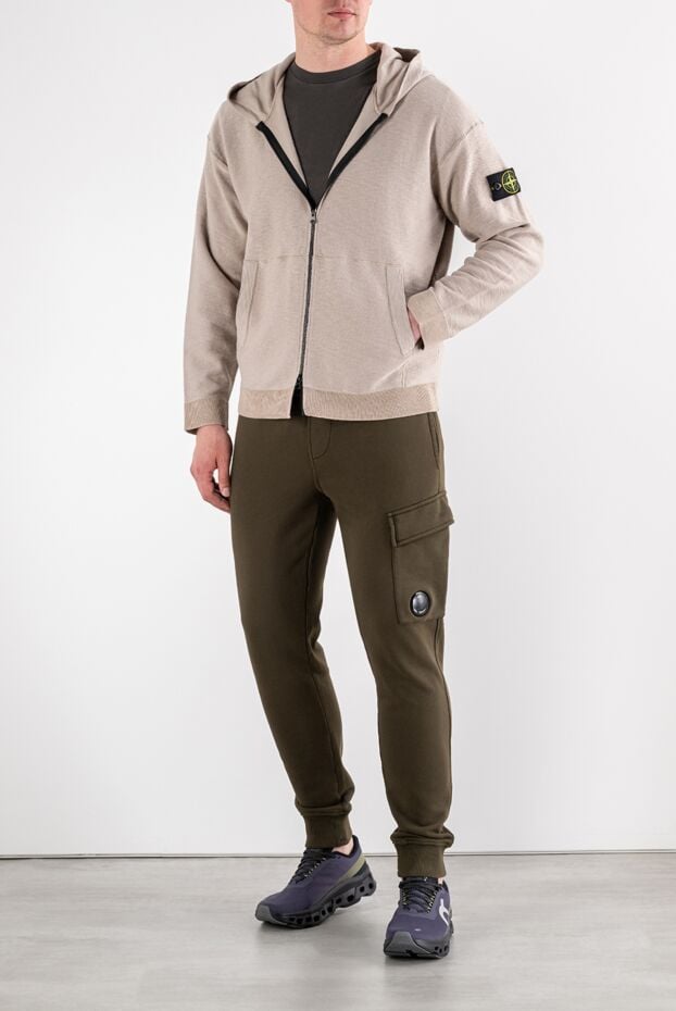 Stone Island men's knitted zip-up hooded sweatshirt in beige 194277 - photo 2