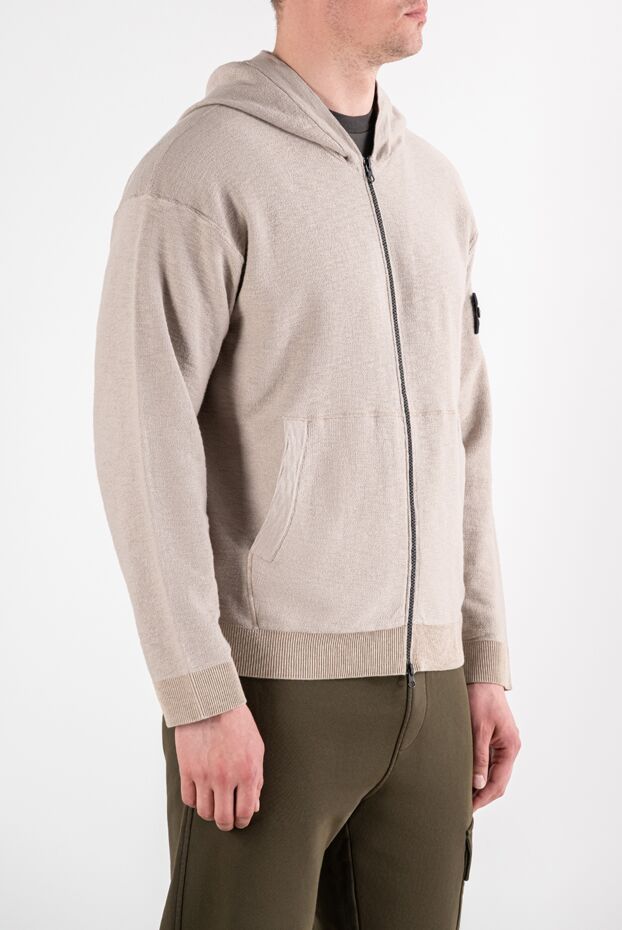 Stone Island men's knitted zip-up hooded sweatshirt in beige 194277 - photo 3