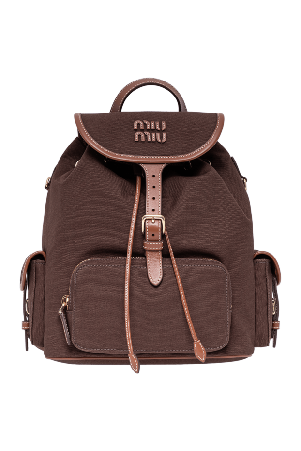 Miu Miu brown canvas and leather backpack with pockets 194286 - photo 1
