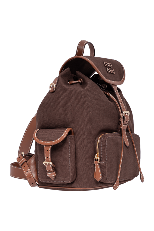 Miu Miu brown canvas and leather backpack with  pockets 194286 - photo 3