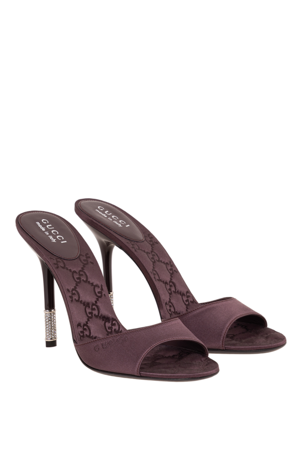 Gucci сатиновые босоножки с монограммой и инкрустированной шпилькой 194288 - фото 3