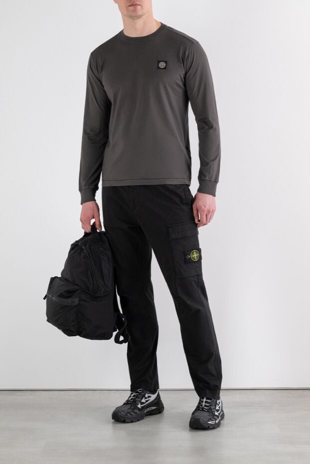 Stone Island black stretch cotton twill cargo pants 194296 - photo 2