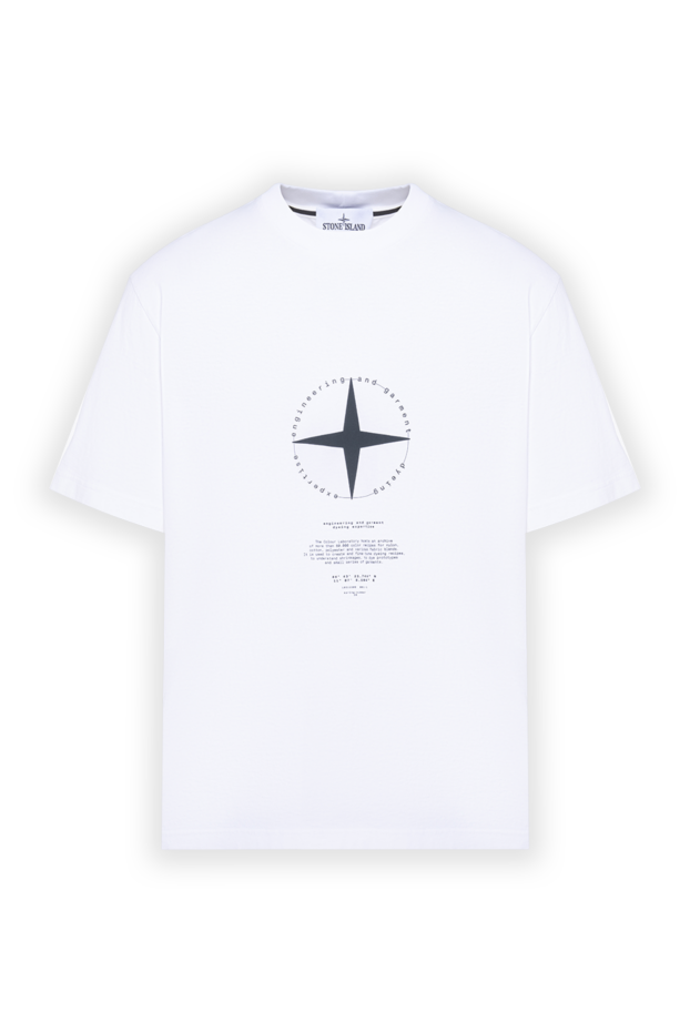 Stone Island white t-shirt with branded graphic emblem 194303 - photo 1
