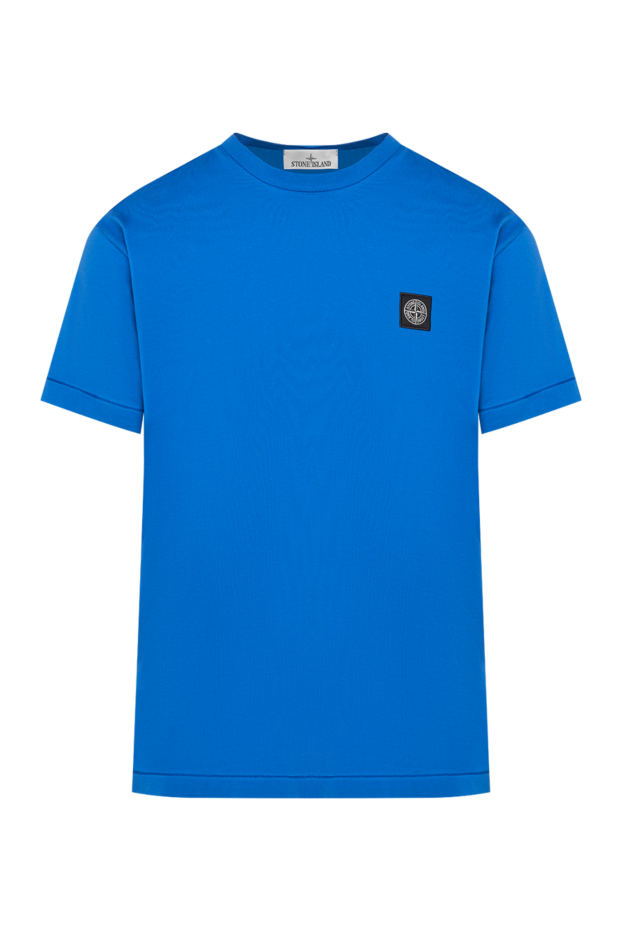 Blue fitted cotton jersey t-shirt with a Compass patch - photo 1