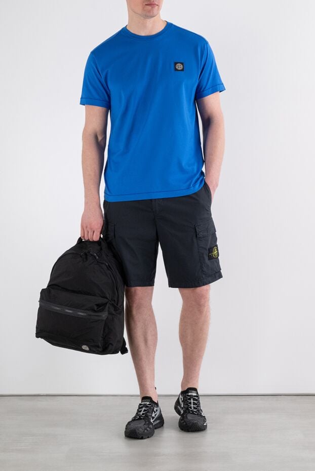 Blue fitted cotton jersey t-shirt with a Compass patch - photo 2