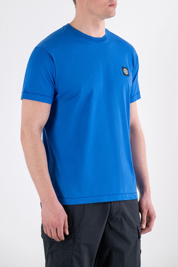 Stone Island blue fitted cotton jersey t-shirt with a compass patch 194305 - photo 3