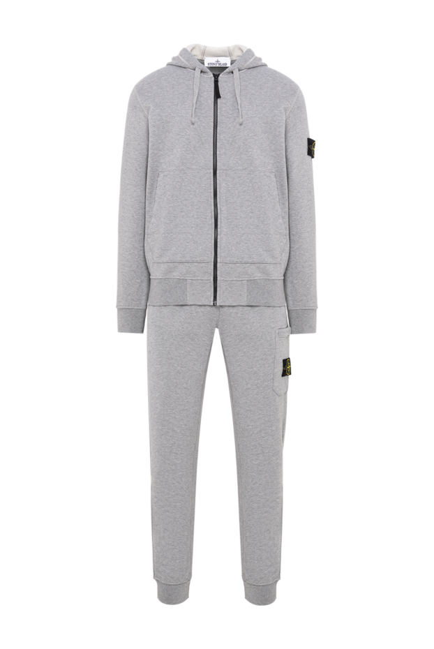 Stone Island gray cotton fleece tracksuit with a voluminous hood 194307 - photo 1