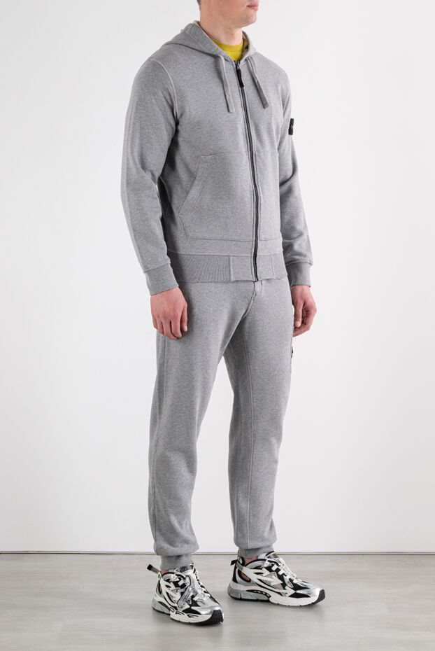 Stone Island gray cotton fleece tracksuit with a voluminous hood 194307 - photo 3