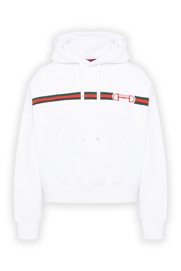Gucci white cotton hoodie made of brushed cotton jersey with embroidered logo 194314 - photo 1
