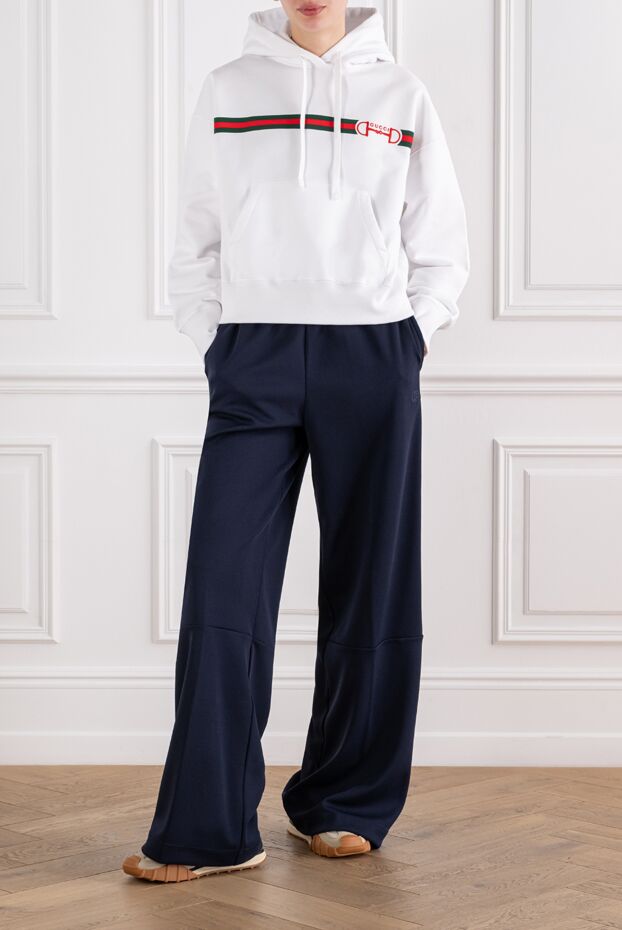 Gucci white cotton hoodie made of brushed cotton jersey with embroidered logo 194314 - photo 2