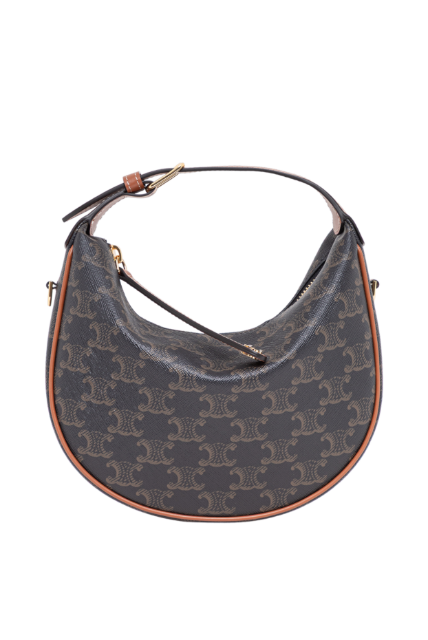 Celine lulu brown triomphe canvas bag with calfskin trim 194384 - photo 1