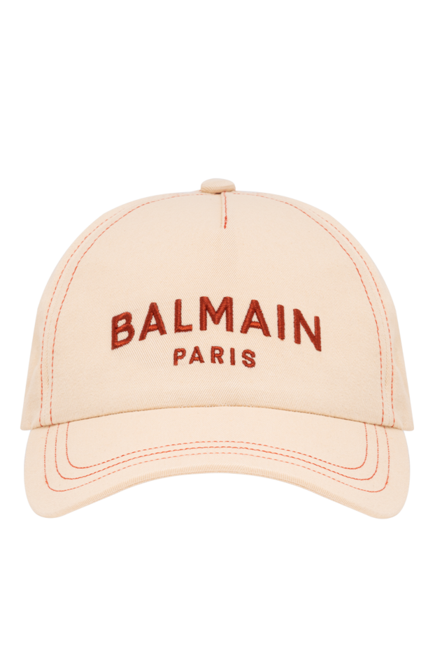 Balmain хлопковая кепка с вышивкой и изогнутым козырьком песочного цвета 194388 - фото 1