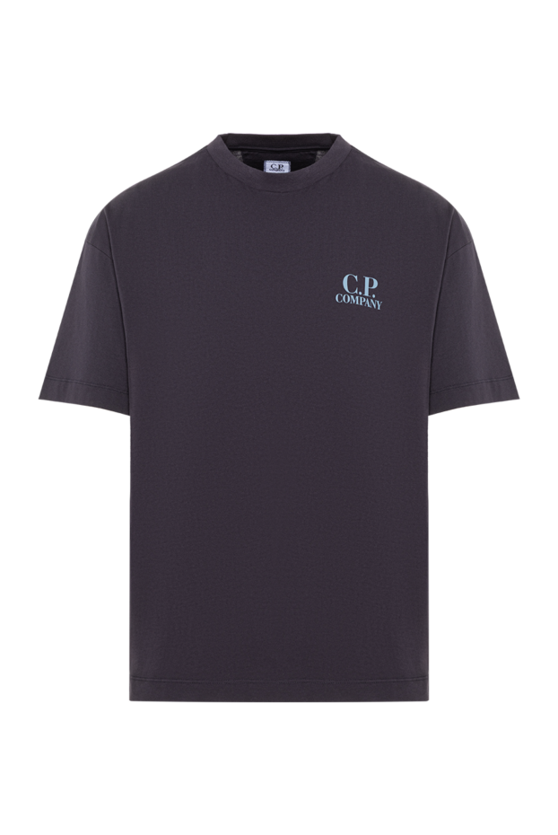 Dark blue T-shirt with text logo - photo 1