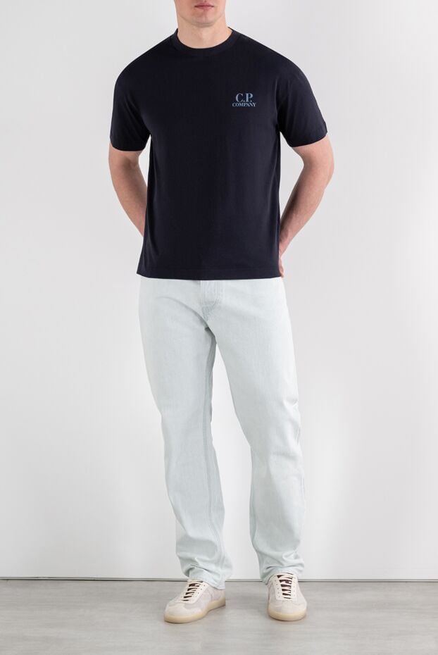 Dark blue T-shirt with text logo - photo 2