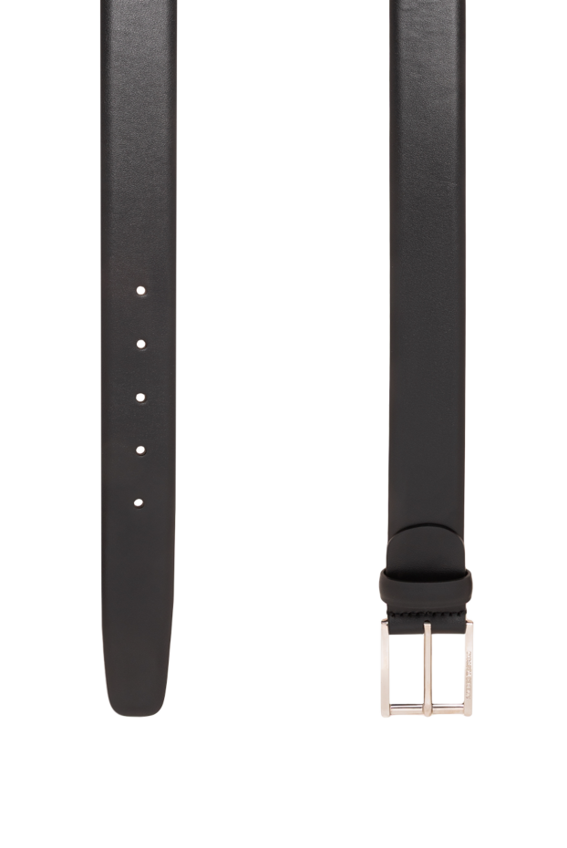 A.Testoni matte black belt with a simple design and a laconic metal buckle 194501 - photo 3