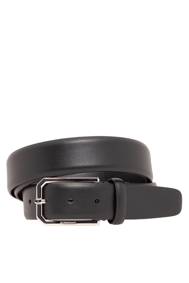 A.Testoni charcoal black matte leather belt with original hexagonal buckle 194502 - photo 1